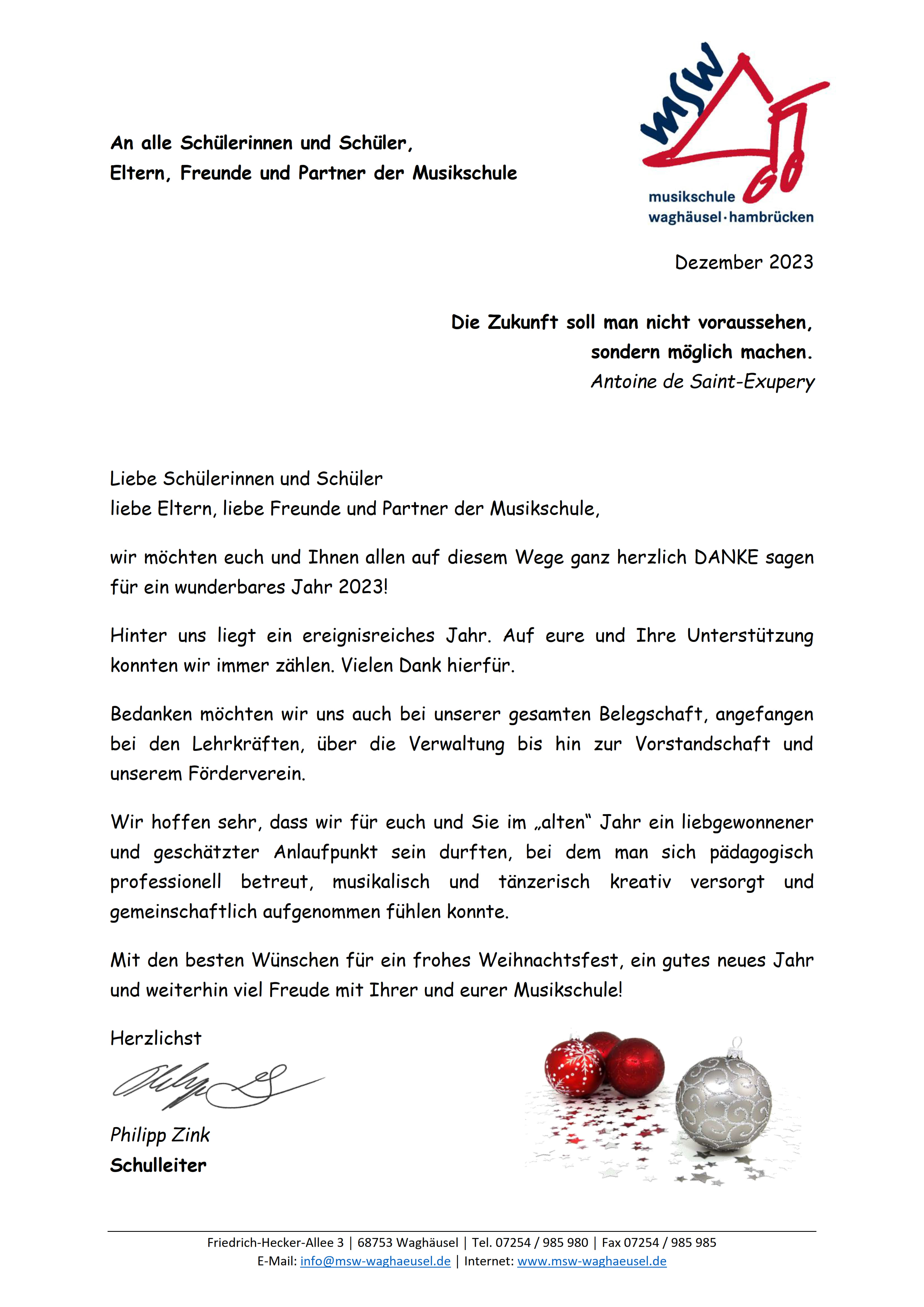 Weihnachtsbrief 2023