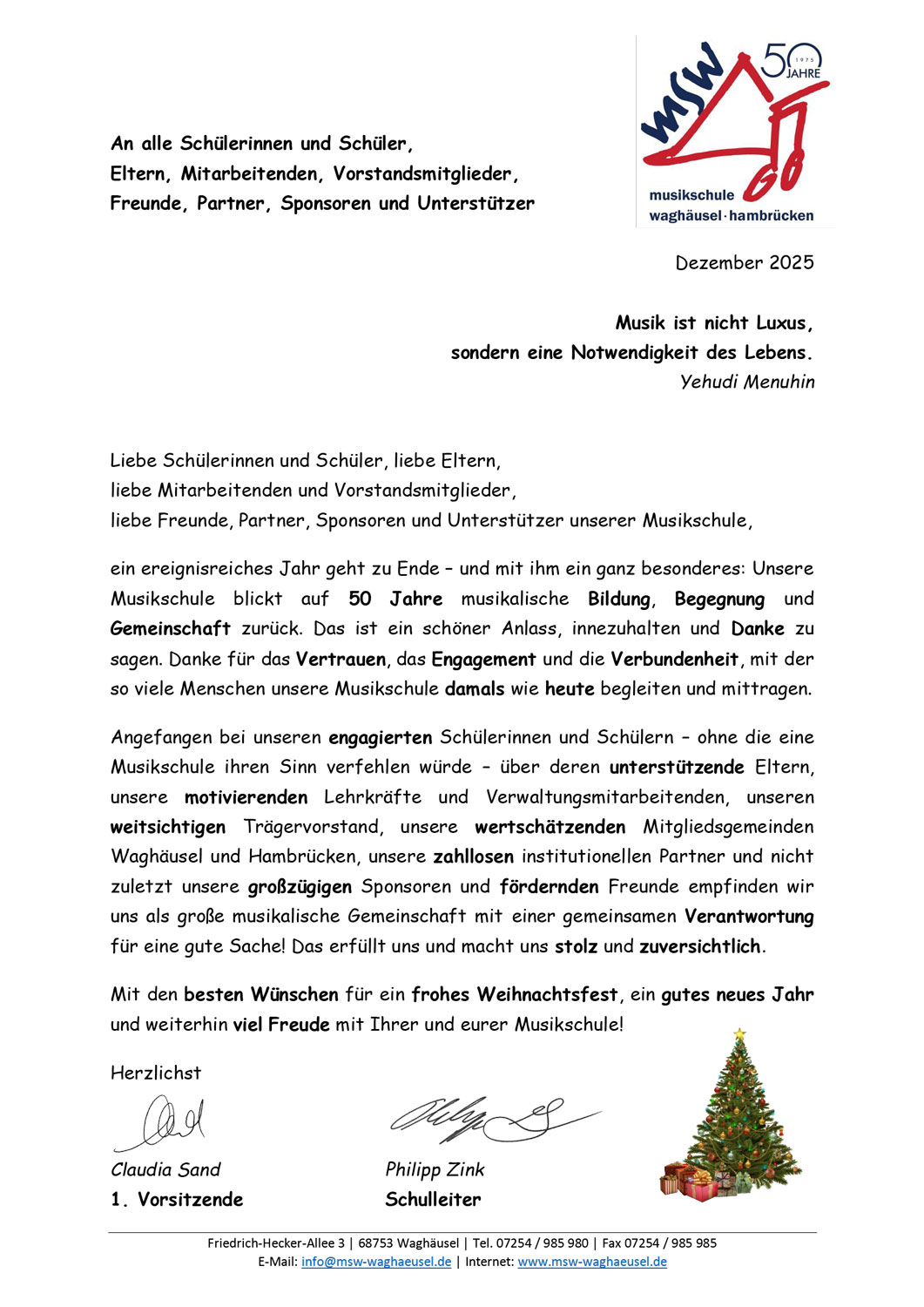 Weihnachstbrief 2025