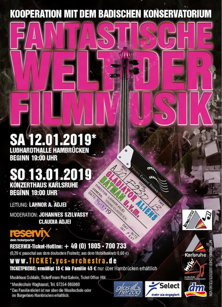 „Fantastische Welt der Filmmusik!“ Young Classic Sound Orchestra konzertiert am 12.1.19, 19 Uhr in Hambrücken