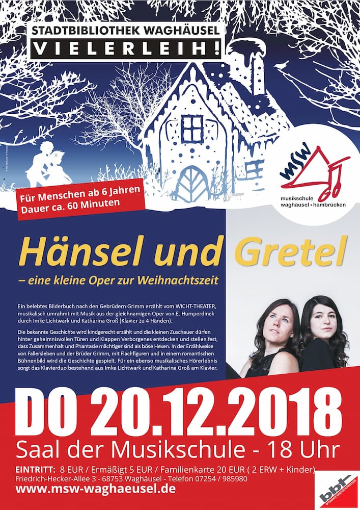 Theaterstück „Hänsel und Gretel“ zu Weihnachten in der Musikschule